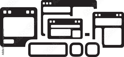 Collection of various web browser window icons and shapes