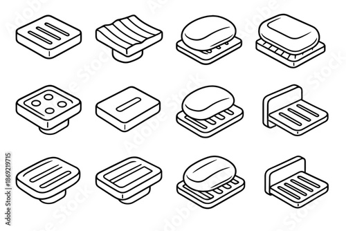 Magnetic underside panel contour soap vector tile icon holder slab stripe boundary