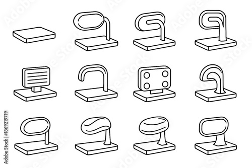 Shading ridge boundary corner outline rib design vector soap icon set crest
