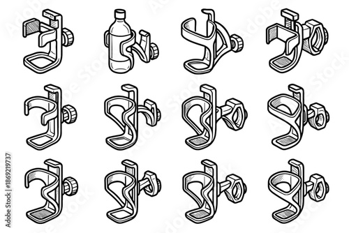 Vector rod holder boundary plate adjustable shading band bottle ridge tilt icon