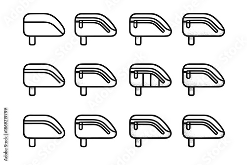 Zipper icon vector highlight arc line gear crest tilt pouch bike ridge