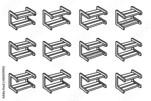Shoe pads ridge rack tilt rod vector shading icon crest mesh contour