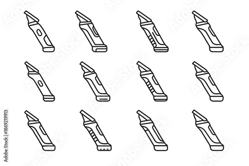 Crest blade icon trimmer rib vector tilt stripe row icons patch cordless