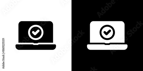 パソコンとチェックマーク・完了のアイコン