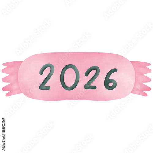 Watercolor “2026” Valentine banner icon, ideal for holiday branding, cards, planners, and seasonal designs.