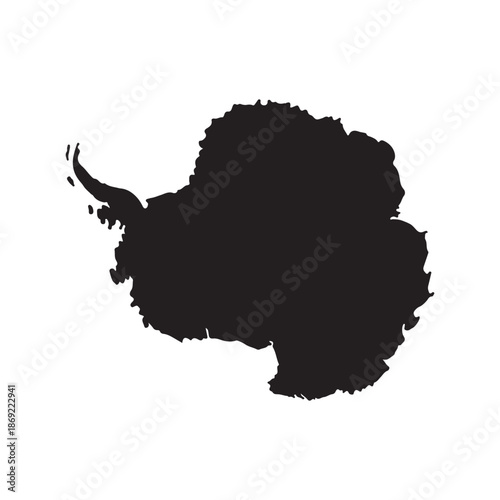 Antarctica map silhouette black and white continent geography vector illustration