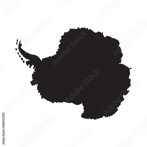 Antarctica map silhouette black and white continent geography vector illustration