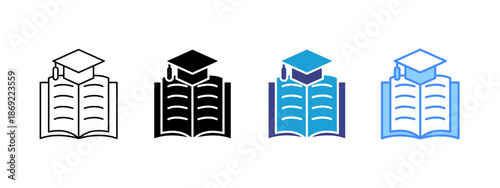 Academic icon set multiple style collection
