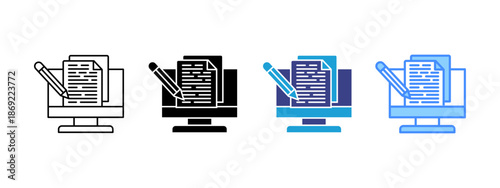 Content Writing icon set multiple style collection