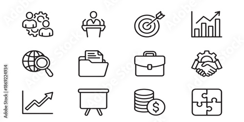 Business icons set for professional use and finance concepts