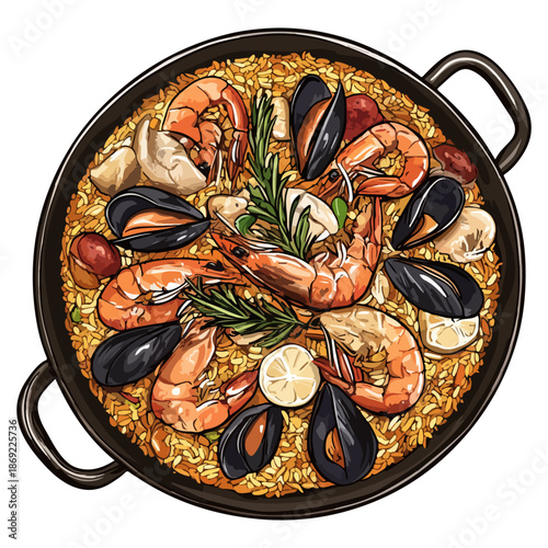 spanish paella, food, seville spring festival, celebration, vector, transparent background, seafood, dinner, meal, cuisine, fresh, cooking, restaurant, gourmet, delicious, shrimp, eat, sauce