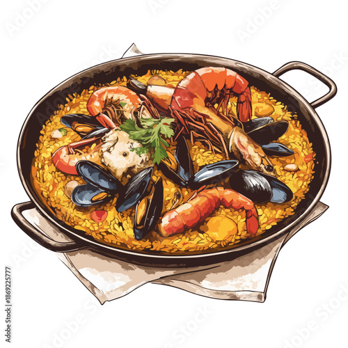 spanish paella, food, seville spring festival, celebration, vector, transparent background, seafood, dinner, meal, cuisine, fresh, cooking, restaurant, gourmet, delicious, shrimp, eat, sauce