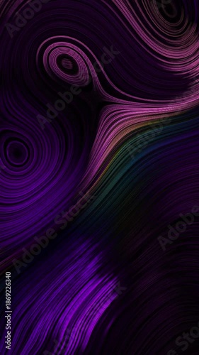 Vertical motion background featuring elegant purple and pink wavy lines. Smooth liquid topography for social media and mobile screens.