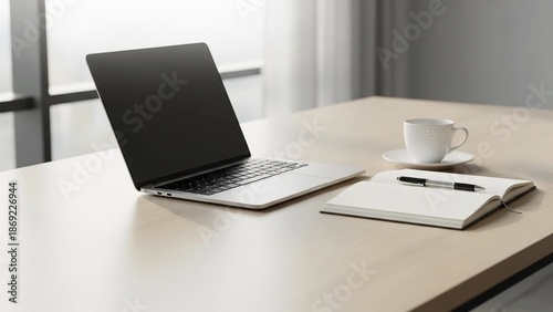 office desk with laptop
