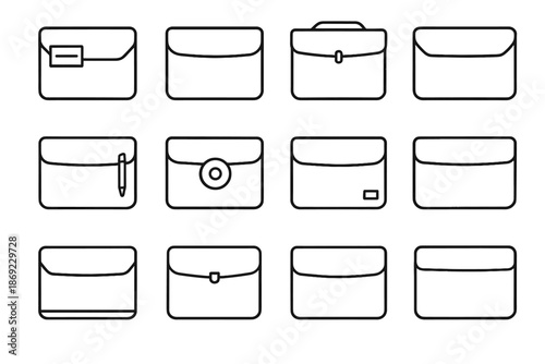 Vector briefcase padded laptop icon loop detachable card sleeves slot corporate sleeve