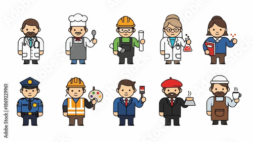 Collection of Diverse Professions and Occupations Characters.