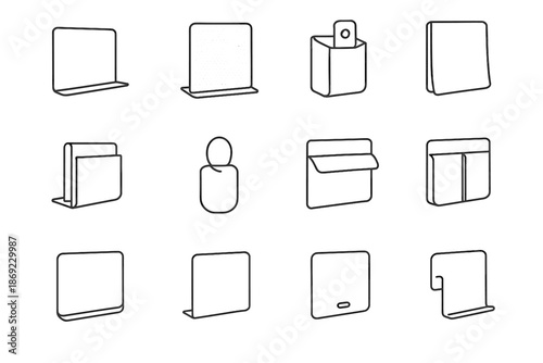 Single flap icon divider minimalist design soft vector hanging grid pocket edge