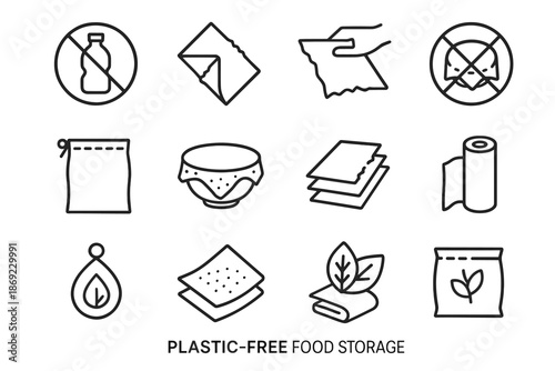Pantry print free wrap natural icons eco glue covered icon plastic vector