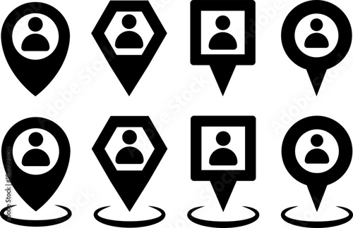 Minimalist location pins with user icons