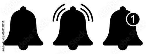 Set of notification bell icon design in vector