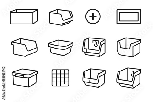 Holder wall tray corner icon vector container depth symbol label deep storage