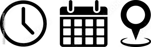 Minimalist time management icons set