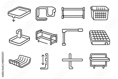 Bars shelf height modular slot vector interlocking sink tray rack adjustable icon