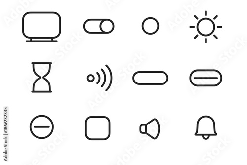 Icon digital bell frame dot clock alarm strip beep vector readout switch