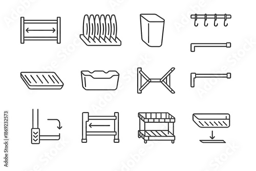 Sink bar frame icon dish vector section hanging extension utensil over shelf