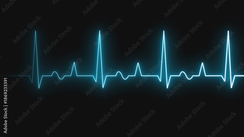 Fototapeta premium A medical ecg graph with a blue waveform on a black background