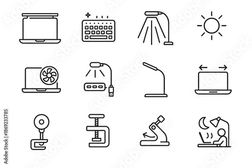 Tilt clamp combo accessory effect led vector laptop usb icon icons cooling