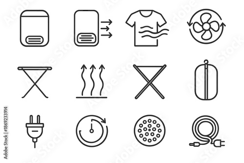 Fan vector collapsible drying airflow mini dryer icon compact graphic stand cycle