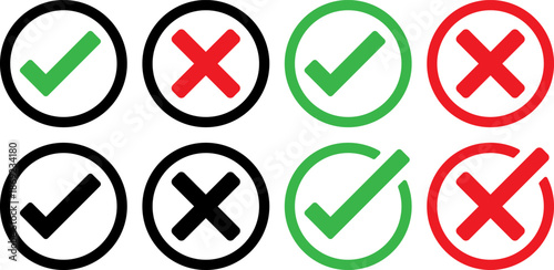 Check and cross mark icons set