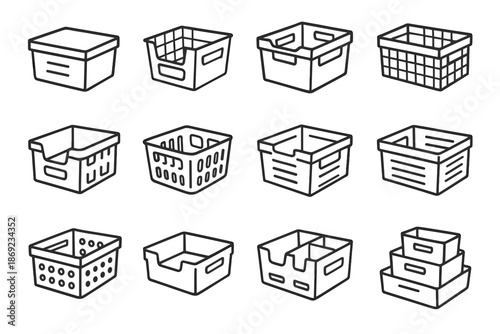 Handles storage basket rectangular slotted deep wire crate icon square vector stackable