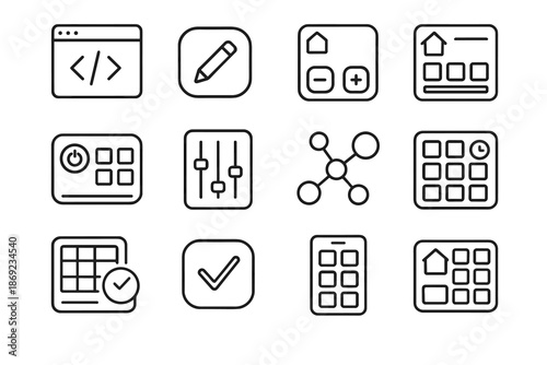 Wallpaper Mural Vector function schedule icon control programmable home icons button editable module panel Torontodigital.ca