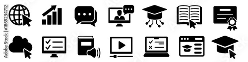 Set of online learning icons