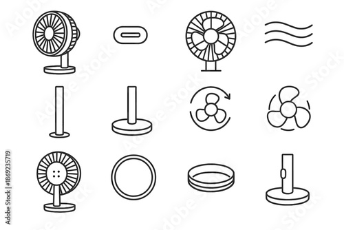 Ridge airflow arc icon circular disc vector rechargeable rear tube icons fan