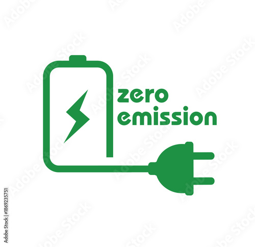 zero emission sign on white background