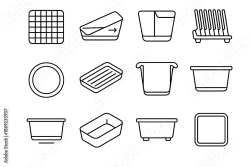 Cavity corner drainage plate vector wing kitchen sink slope ring trough icon