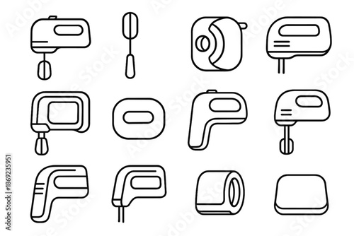 Mixer segment hatch row compact icon slim vector kitchen surface spine ergonomic