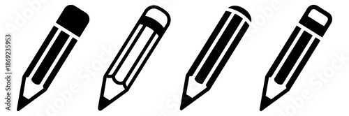 Set of Pencil Illustrations with Erasers for Writing