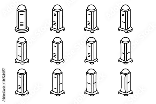 Seam structural sensor smart modular vent rim top shadow icon vector blades