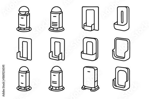 Vertical dome slab contour lean sensor upper vector rim modern icon smart