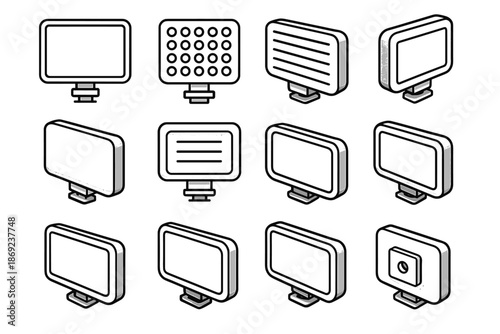 Body led pads mesh panel structural tilt vector icon tile seam rib