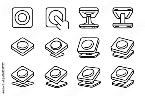 Vector traction ring touch display base set modern highlight slab icon tilt