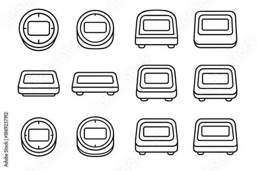 Row crest highlight timer rod frame rib icon curve vector tile modern