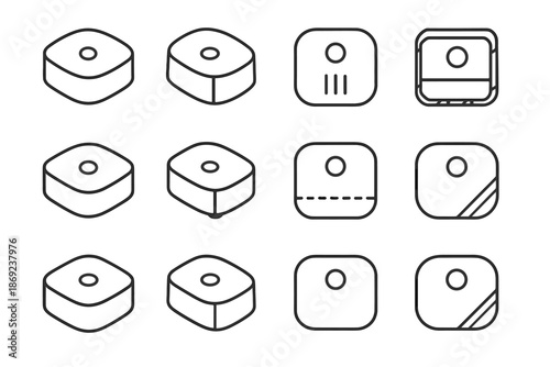 Sensor smart curve icon tile highlight room crest shading boundary vector slab