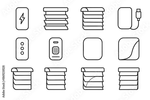 Vector stripe smart arc boundary blind rechargeable shading icon underside curve controller