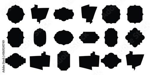 Collection of black decorative frames and labels white shape