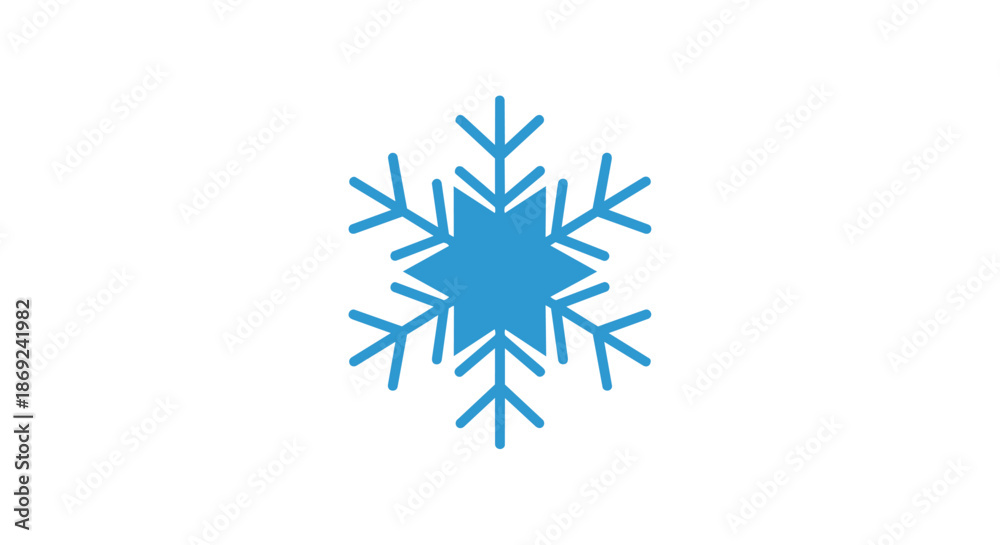 Obraz premium A beautifully rendered minimalist blue snowflake graphic representing winter, cold weather, ice, frosty conditions, and holiday themes perfect for